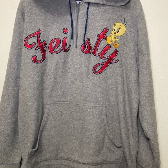 Warner Bros. Gray Hoodie with Tweety and Feisty Embroidery - Picture 3 of 8